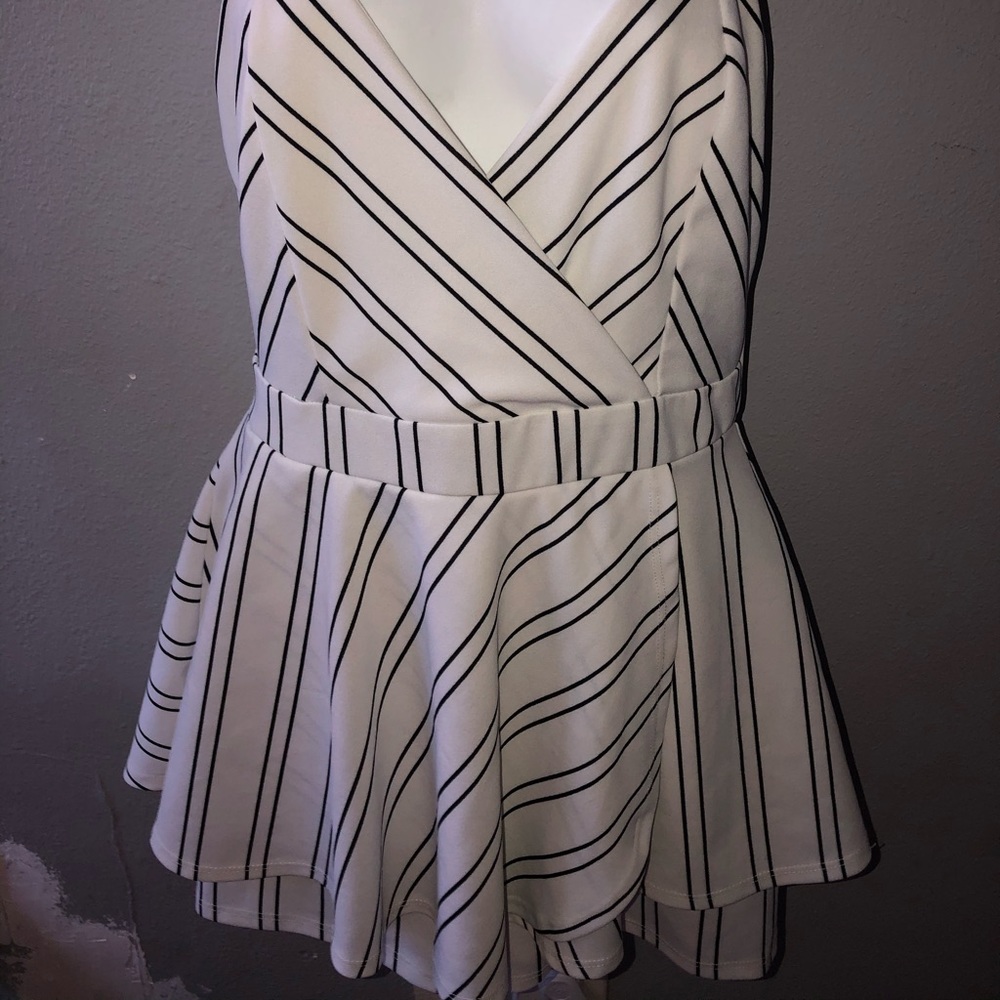black and white striped romper